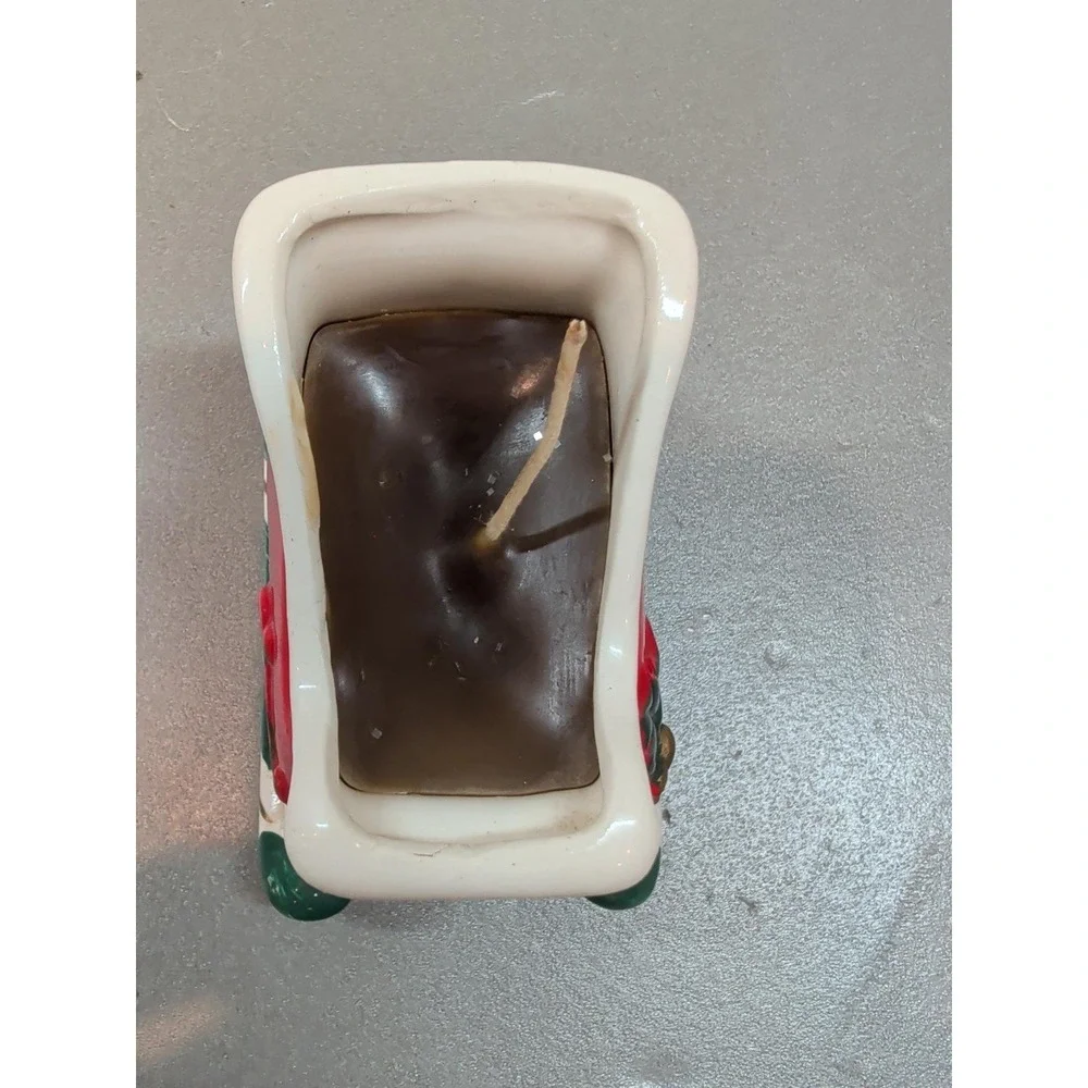 Vintage Bens Transworld Imports Ceramic Christmas Sleigh Candle Japan Painted